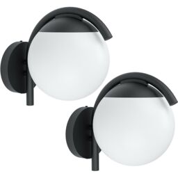 Loops 2 PACK IP44 Outdoor Wall Light Black & Diffused Shade 1x 28W E27 Porch Lamp - thumbnail 1