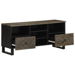 Berkfield Home TV Cabinet Black 100x33x46 cm Solid Wood Mango - Size: 100 x 33 x 46 cm - thumbnail 1