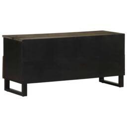 Berkfield Home TV Cabinet Black 100x33x46 cm Solid Wood Mango - Size: 100 x 33 x 46 cm - thumbnail 5