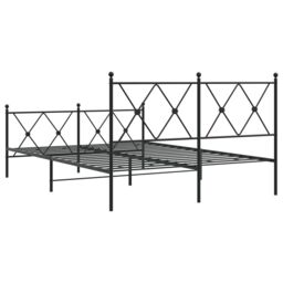 Berkfield Home Metal Bed Frame without Mattress with Footboard Black 140x200cm - Size: 140x200 cm - thumbnail 6