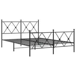 Berkfield Home Metal Bed Frame without Mattress with Footboard Black 140x200cm - Size: 140x200 cm - thumbnail 3