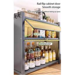 FORGEVIO Two-Layer Spice Cabinet w/Flip-Top Drawers Large Capacity, for Kitchen in Grey - thumbnail 5