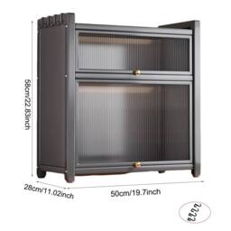 FORGEVIO Two-Layer Spice Cabinet w/Flip-Top Drawers Large Capacity, for Kitchen in Grey - thumbnail 2