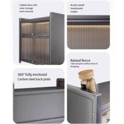FORGEVIO Two-Layer Spice Cabinet w/Flip-Top Drawers Large Capacity, for Kitchen in Grey - thumbnail 4