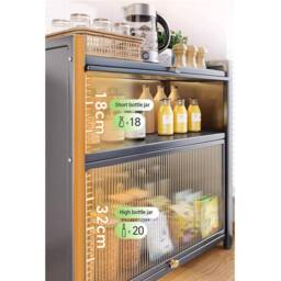 FORGEVIO Two-Layer Spice Cabinet w/Flip-Top Drawers Large Capacity, for Kitchen in Grey - thumbnail 3