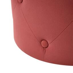 Wyld and Coco Round Tufted Coral Red Velvet Chesterfield Pouffe - thumbnail 5