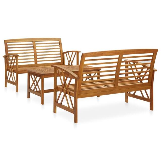 Berkfield Home 3 Piece Garden Lounge Set Solid Acacia Wood in Brown - image 1
