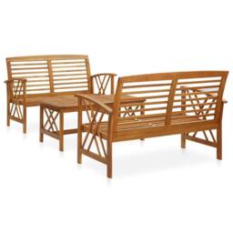 Berkfield Home 3 Piece Garden Lounge Set Solid Acacia Wood in Brown - thumbnail 1