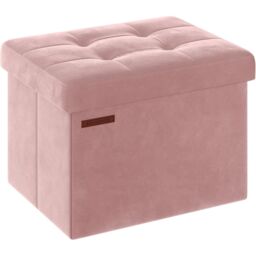 SONGMICS Compact Rectangular Foldable Storage Ottoman Foot Rest Bedroom in Light Pink - thumbnail 7