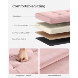 SONGMICS Compact Rectangular Foldable Storage Ottoman Foot Rest Bedroom in Light Pink - thumbnail 4
