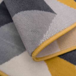 Kukoon Yellow Ochre Grey Diamond Geo Living Area Rug - Size: 190 cm x 280 cm - thumbnail 5