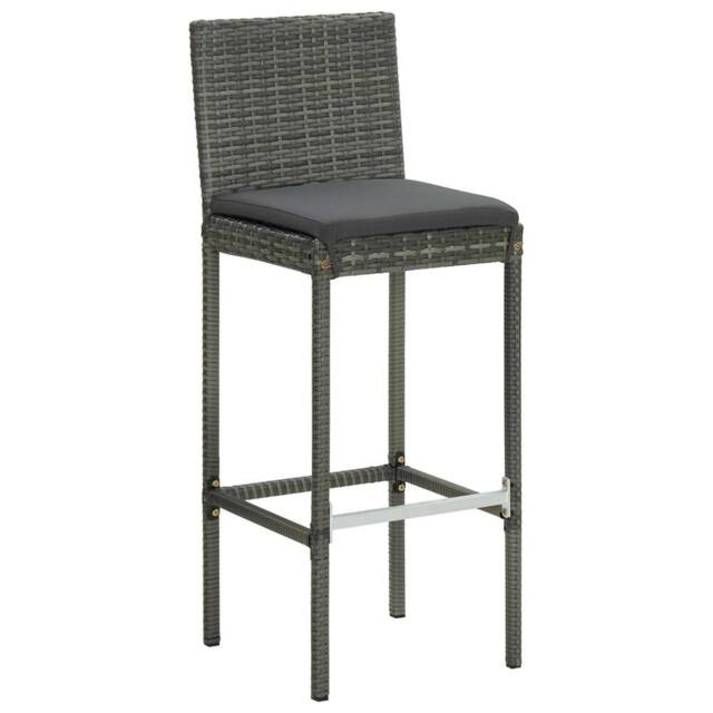 Berkfield Home Garden Bar Stools with Cushions 4 pcs Grey Poly Rattan - image 1