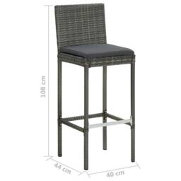 Berkfield Home Garden Bar Stools with Cushions 4 pcs Grey Poly Rattan - thumbnail 9