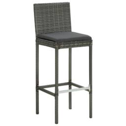 Berkfield Home Garden Bar Stools with Cushions 4 pcs Grey Poly Rattan