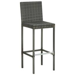 Berkfield Home Garden Bar Stools with Cushions 4 pcs Grey Poly Rattan - thumbnail 3