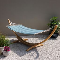 Primrose Sage Hammock with Natural Wooden Stand in Green - thumbnail 1