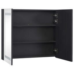 Berkfield Home LED Bathroom Mirror Cabinet 80x12.2x68 cm in Black - thumbnail 5