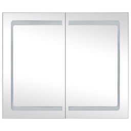 Berkfield Home LED Bathroom Mirror Cabinet 80x12.2x68 cm in Black - thumbnail 4