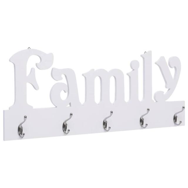 Berkfield Home Wall Mounted Coat Rack FAMILY 74x29.5 cm in White - image 1