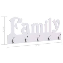 Berkfield Home Wall Mounted Coat Rack FAMILY 74x29.5 cm in White - thumbnail 6