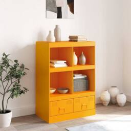 Berkfield Home Highboard Mustard Yellow 67x39x95 cm Steel - Size: 67 x 39 x 95 cm - thumbnail 1