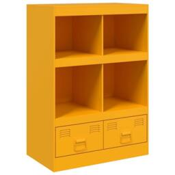 Berkfield Home Highboard Mustard Yellow 67x39x95 cm Steel - Size: 67 x 39 x 95 cm - thumbnail 3