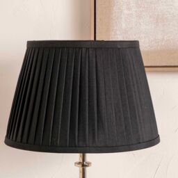 Ruma Black Knife Pleat Lamp Shade Tapered Faux Silk Shade for Table Lamps & Floor Lamps - Size: 16 inches - thumbnail 1