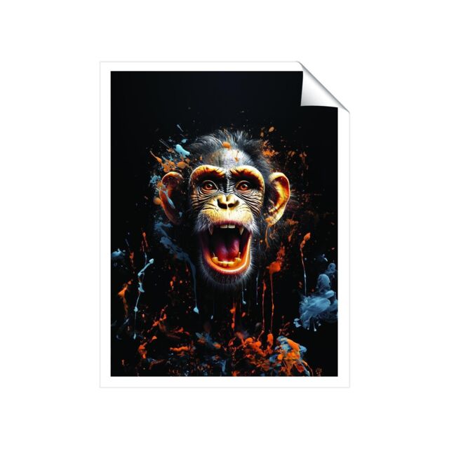 "Warren Reed - Designer Monkey Face Splashart Unframed Art Print - Size: W20"" x H30""" - image 1
