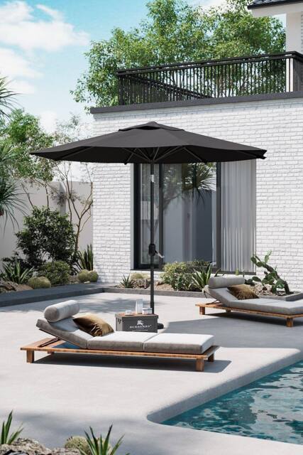 Garden Sanctuary 3M Classical Rotating Garden Parasol Patio Umbrella in Black - image 1
