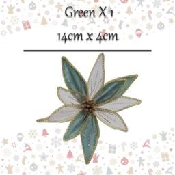 VFM e-Store Christmas Poinsettia Clip Decoration 14cm x 4cm Green X 1 - Size: 14 cm x 4 cm - thumbnail 2
