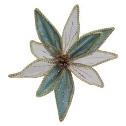 VFM e-Store Christmas Poinsettia Clip Decoration 14cm x 4cm Green X 1 - Size: 14 cm x 4 cm - thumbnail 1