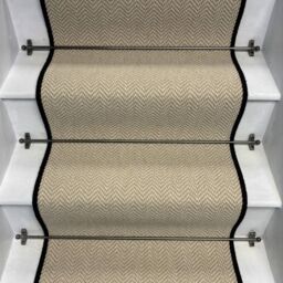 RainbowHome Herringbone Chalk Beige Wool Stair Runner With 100% Pure Wool Edge - Size: 55 cm x 600 cm - thumbnail 1