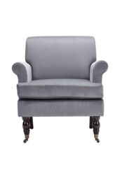 H&O Direct Modern Velvet Accent Chair in Light Grey - thumbnail 3