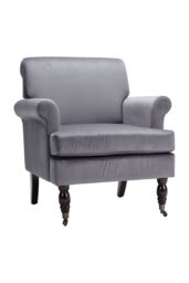 H&O Direct Modern Velvet Accent Chair in Light Grey - thumbnail 4