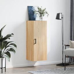 Berkfield Home Wall Mounted Cabinet Sonoma Oak 34.5x34x90 cm in Light Brown - thumbnail 1