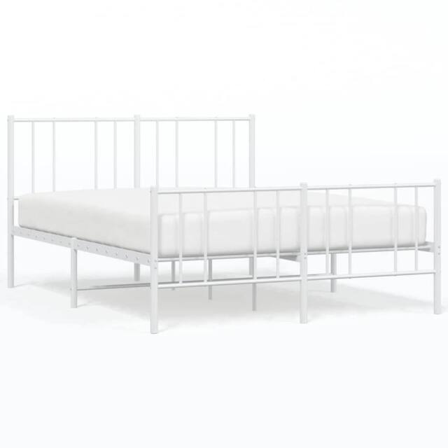 Berkfield Home Metal Bed Frame with Headboard & Footboard White 135x190 cm Double - image 1