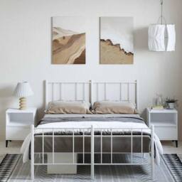 Berkfield Home Metal Bed Frame with Headboard & Footboard White 135x190 cm Double - thumbnail 3