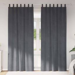 Berkfield Home Modern Blackout Curtains with Hanging Loops 2 pcs Super Light Gre in Grey - thumbnail 2