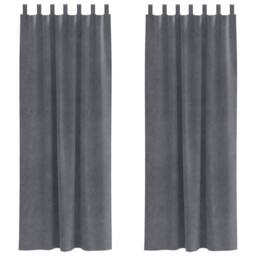 Berkfield Home Modern Blackout Curtains with Hanging Loops 2 pcs Super Light Gre in Grey - thumbnail 3