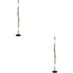 Loops 2 PACK Stylish Black & Brushed Brass LED Floor Lamp for Interiors - thumbnail 1