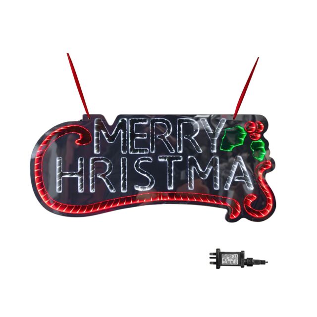 Samuel Alexander 60cm Hanging Merry Christmas Infinity Mirror Decoration with LEDs - image 1