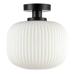 Happy Homewares Modern IP44 Bathroom Ceiling Light with Opal Ribbed Glass Shade in Black - thumbnail 8