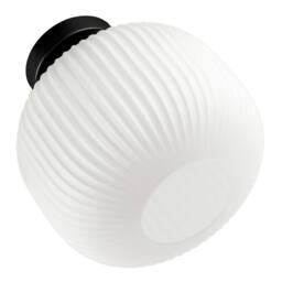 Happy Homewares Modern IP44 Bathroom Ceiling Light with Opal Ribbed Glass Shade in Black - thumbnail 3