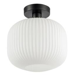 Happy Homewares Modern IP44 Bathroom Ceiling Light with Opal Ribbed Glass Shade in Black - thumbnail 5