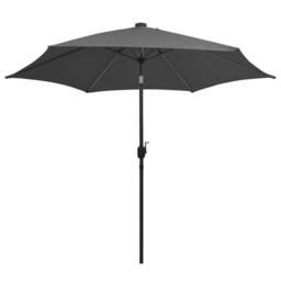 Berkfield Home Garden Parasol with LED Lights & Aluminium Pole 300 cm Anthracite in Black - thumbnail 3