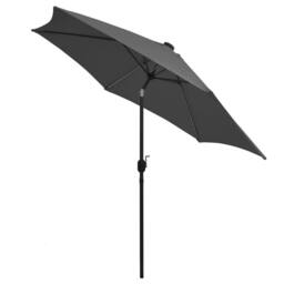Berkfield Home Garden Parasol with LED Lights & Aluminium Pole 300 cm Anthracite in Black - thumbnail 4