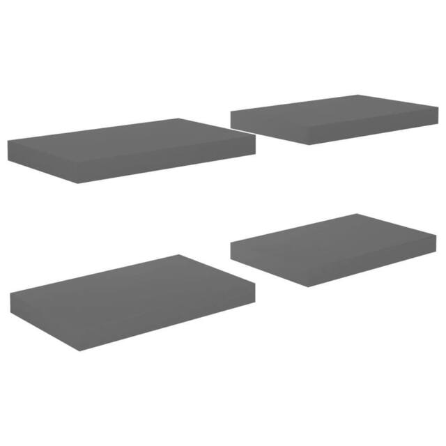 Berkfield Home Floating Wall Shelves 4 pcs High Gloss Grey 40x23x3.8 cm MDF - image 1