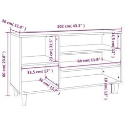 Berkfield Home Shoe Cabinet Smoked Oak 102x36x60 cm Engineered Wood in Brown - Size: 102 x 36 x 60 cm - thumbnail 8
