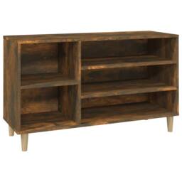 Berkfield Home Shoe Cabinet Smoked Oak 102x36x60 cm Engineered Wood in Brown - Size: 102 x 36 x 60 cm - thumbnail 3
