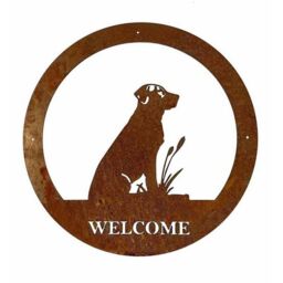 Poppyforge Labrador Welcome Wall Art - Large - Steel - W49.5 x H49.5 cm - BM/RtR in Brown - thumbnail 1